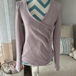 Women’s Wrap-Style Long Sleeve Top - Dusty Lavender